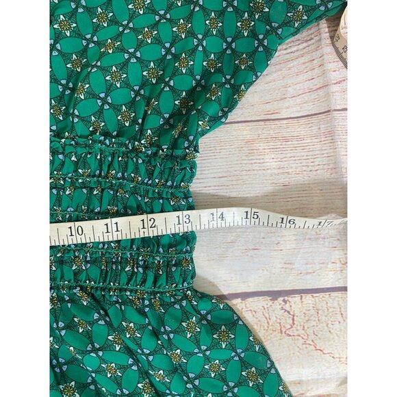 Max Studio Women's Long Sleeve Chiffon Green Smoked Mini Dress - Large - Picture 10 of 15